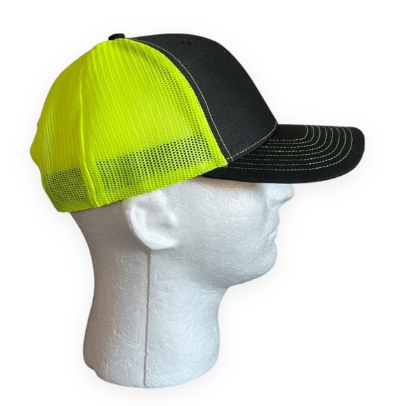 Petra 6‎ Panel Mesh Back Trucker Hat Neon Yellow Black Adjustable - Picture 4 of 8